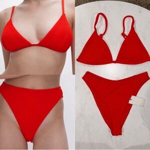 Good American L/M Bikini Set Always Fits Cheeky Bright Poppy Red 4, 1/2